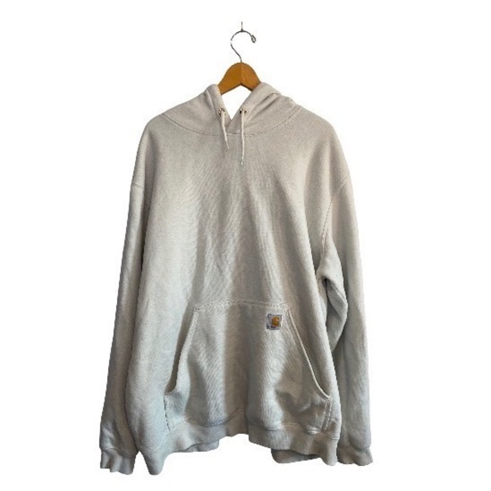 Vintage Carhartt Heavyweight Hooded Sweatshirt Off White Cream Size XL